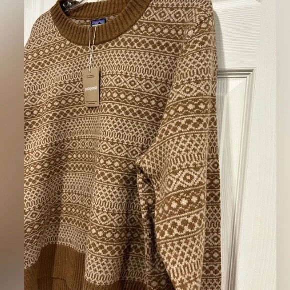 Patagonia Women's L Large Recycled Wool-Blend Crewneck Sweater Brown NWT Cozy - Picture 3 of 9